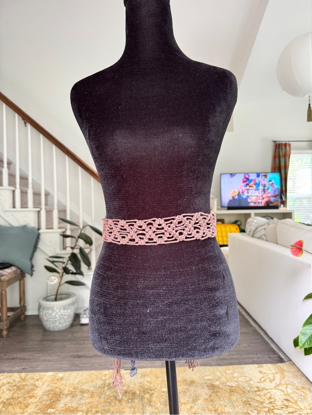 Handmade Brown Macramé Waist Belt - Boho Home Accents